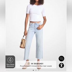 Brand new Michael Kors frayed denim cropped jeans